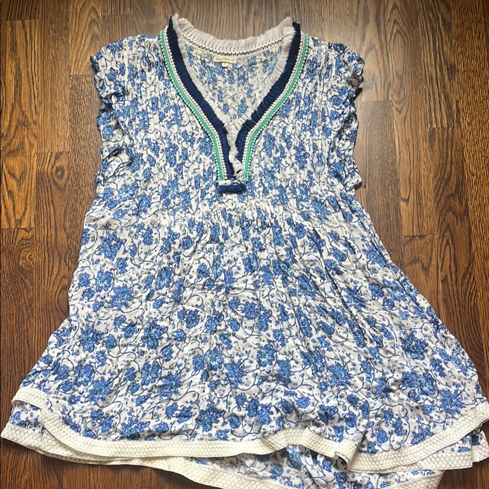 Poupette St Barth’s Blue Floral V-Neck Boho cover up
